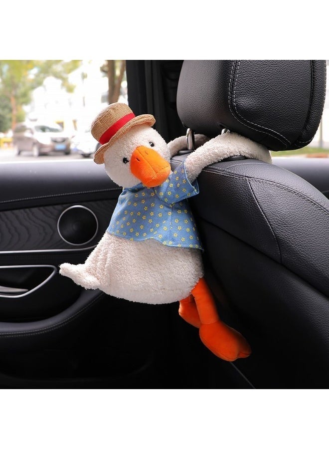 حامل مناديل للسيارة على شكل بطة محشوة – موزع مناديل ناعم للتعليق داخل السيارة - Image 3